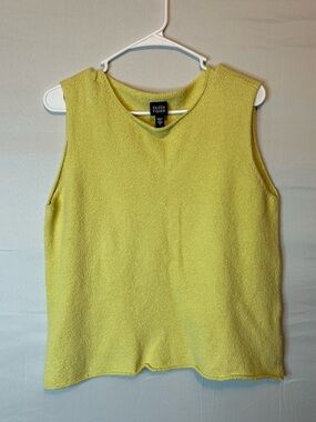 Eileen Fisher Women Size Large Sleeveless Knit Top Cotton Spandex Yellow 65